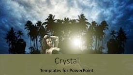  Presentation with yacht - Beautiful PPT theme featuring young sexy woman on her private yacht at sunset around tropical island backdrop and a violet colored foreground