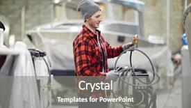  Presentation with shipyard - Audience pleasing presentation theme consisting of young shipyard engineer standing backdrop and a gray colored foreground