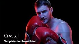  Presentation with boxing fight - Amazing PPT theme having young-shirtless-sportsman-in-boxing backdrop and a black colored foreground