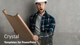  Presentation with civil engineer - Colorful presentation enhanced with young-shocked-handsome-civil-engineer backdrop and a dark gray colored foreground