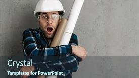  Presentation with civil engineer - Cool new slides with young-shocked-handsome-civil-engineer backdrop and a navy blue colored foreground