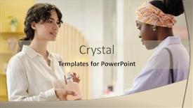  Presentation with plastic product - Presentation design featuring young-shop-assistant-showing-plastic background and a lemonade colored foreground