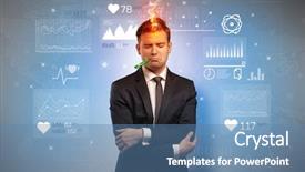  Presentation with medical fever - Slide set featuring young sick businessman with fever background and a teal colored foreground