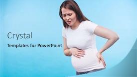  Presentation with pregnant woman - PPT theme enhanced with young-sick-pregnant-woman-touching background and a light blue colored foreground