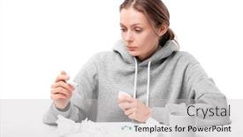  Presentation with temperature - Presentation theme consisting of young-sick-woman-looking background and a light gray colored foreground