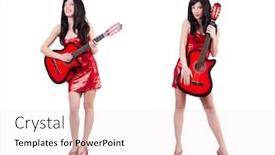  Presentation with singer - Beautiful slide deck featuring young singer guitar on white backdrop and a sky blue colored foreground