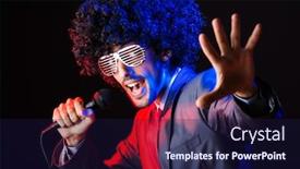  Presentation with disco - Theme featuring young singer in afro wig singing at disco background and a navy blue colored foreground