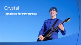  Presentation with singer - Presentation theme enhanced with young-singer-with-black-guitar background and a teal colored foreground