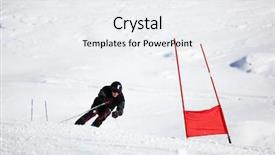  Presentation with ski - PPT theme featuring young skier doing downhill background and a sky blue colored foreground