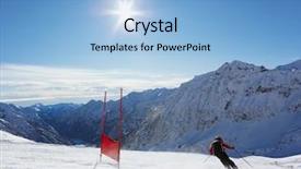  Presentation with ski - Theme featuring young skier doing downhill background and a light blue colored foreground