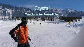  Presentation with ski - Colorful slide deck enhanced with young skiers on a snowed ski slope backdrop and a ocean colored foreground