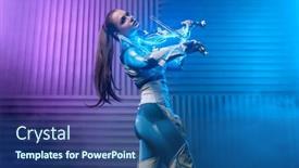  Presentation with symphony - Slide set with young-skilled-violinist-playing-energy background and a ocean colored foreground