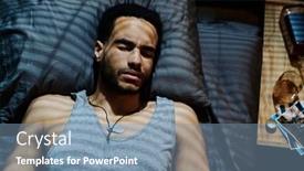  Presentation with grey - PPT theme with young-sleepless-man-in-grey background and a seafoam green colored foreground