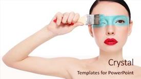  Presentation with indian woman bridal face - Colorful presentation theme enhanced with young slim beautiful woman painting backdrop and a lemonade colored foreground