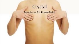  Presentation with breast - Theme consisting of young slim woman covering breast background and a lemonade colored foreground