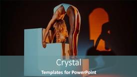  Presentation with cube - Presentation theme with young-slim-woman-gymnast-posing background and a seafoam green colored foreground