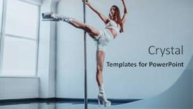  Presentation with pole - Presentation design enhanced with young-slim-woman-pole-dancing background and a light blue colored foreground