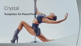 Presentation with pole - Presentation theme consisting of young-slim-woman-pole-dancing background and a light gray colored foreground