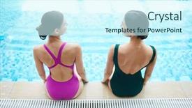  Presentation with resort - Theme having young slim women in monokini background and a cool aqua colored foreground