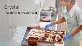  Presentation with sweet pastry - PPT theme featuring young-small-business-female-owner background and a light gray colored foreground