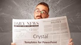  Presentation with smart - PPT layouts consisting of current affairs - young smart businessman reading daily background and a lemonade colored foreground