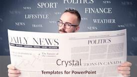  Presentation with smart - Slide set with current affairs - young smart businessman reading daily background and a sky blue colored foreground