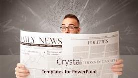  Presentation with smart - Presentation design with current affairs - young smart businessman reading daily background and a lemonade colored foreground