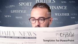  Presentation with smart - Amazing presentation design having current affairs - young smart businessman reading daily backdrop and a light gray colored foreground