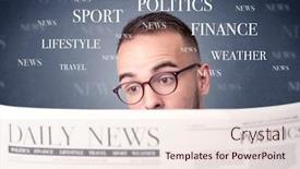  Presentation with smart - Slide deck having current affairs - young smart businessman reading daily background and a lemonade colored foreground