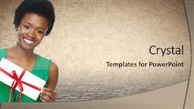  Presentation with envelope - Theme with young smiling african american girl with envelope background and a lemonade colored foreground