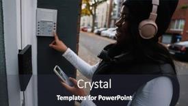  Presentation with city street - Theme featuring young-smiling-african-woman background and a  colored foreground