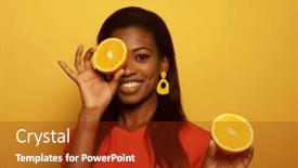  Presentation with color orange - PPT theme featuring young-smiling-afro-american-woman background and a tawny brown colored foreground