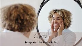  Presentation with mirror reflection - Slides consisting of young-smiling-black-woman background and a coral colored foreground