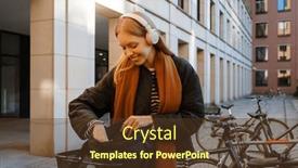  Presentation with wireless - Slide set consisting of young-smiling-blonde-woman background and a tawny brown colored foreground