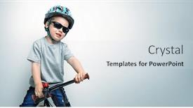  Presentation with bike - Slide set consisting of young-smiling-bou-riding background and a sky blue colored foreground