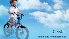  Presentation with bike - Amazing presentation theme having young-smiling-boy-riding backdrop and a light blue colored foreground