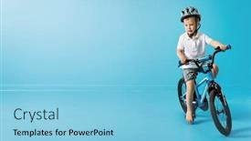  Presentation with bike - Presentation consisting of young-smiling-boy-riding background and a light blue colored foreground
