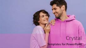  Presentation with brown - Presentation having young-smiling-brown-haired-man background and a coral colored foreground