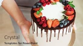  Presentation with chef - Amazing presentation design having young-smiling-brunette-woman-chef backdrop and a soft green colored foreground