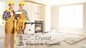  Presentation with builder - Audience pleasing PPT theme consisting of young-smiling-builder-people backdrop and a lemonade colored foreground