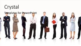  Presentation with young business people - Slides enhanced with young smiling business people isolated background and a cream colored foreground