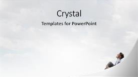  Presentation with alone - Colorful slide set enhanced with young smiling businessman sitting alone on rock top backdrop and a light gray colored foreground