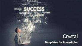  Presentation with book - Amazing slide deck having young smiling businessman with opend backdrop and a tawny brown colored foreground