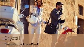  Presentation with motor - Amazing PPT layouts having young-smiling-couple-going backdrop and a coral colored foreground