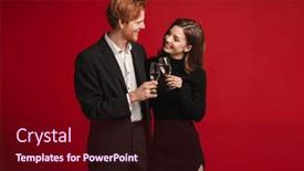  Presentation with champagne - PPT layouts enhanced with young-smiling-couple-in-black background and a wine colored foreground