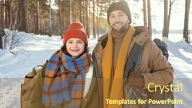  Presentation with snow day - Colorful slide deck enhanced with young-smiling-couple-in-warm backdrop and a tawny brown colored foreground