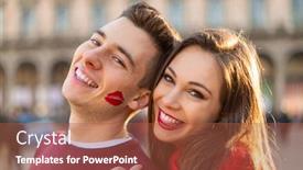  Presentation with lipstick kiss - Beautiful slide set featuring young-smiling-couple-portrait backdrop and a red colored foreground
