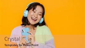  Presentation with asian music - Presentation design enhanced with young-smiling-cute-asian-girl background and a yellow colored foreground