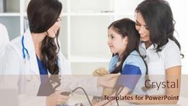  Presentation with teddy bear - Slides with young-smiling-female-doctor background and a coral colored foreground