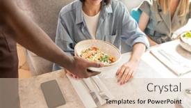  Presentation with blue - PPT theme featuring young-smiling-female-in-blue background and a soft green colored foreground